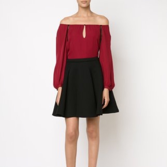 Alice + Olivia Tops - Alice and Olivia Lace Inset Off the Shoulder Top